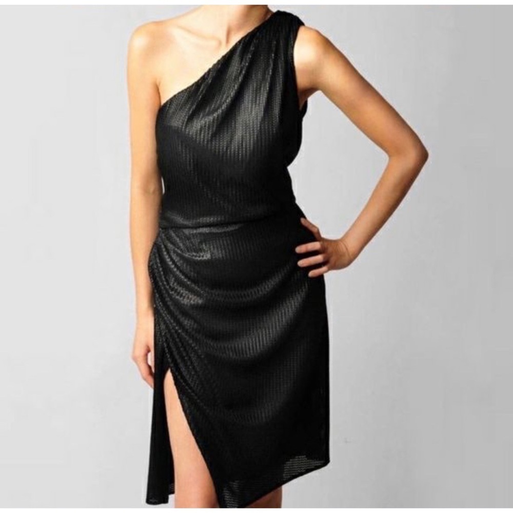 EUC Alexander Wang One Shoulder Black Woven Braided Texture Dress 0​​​​​